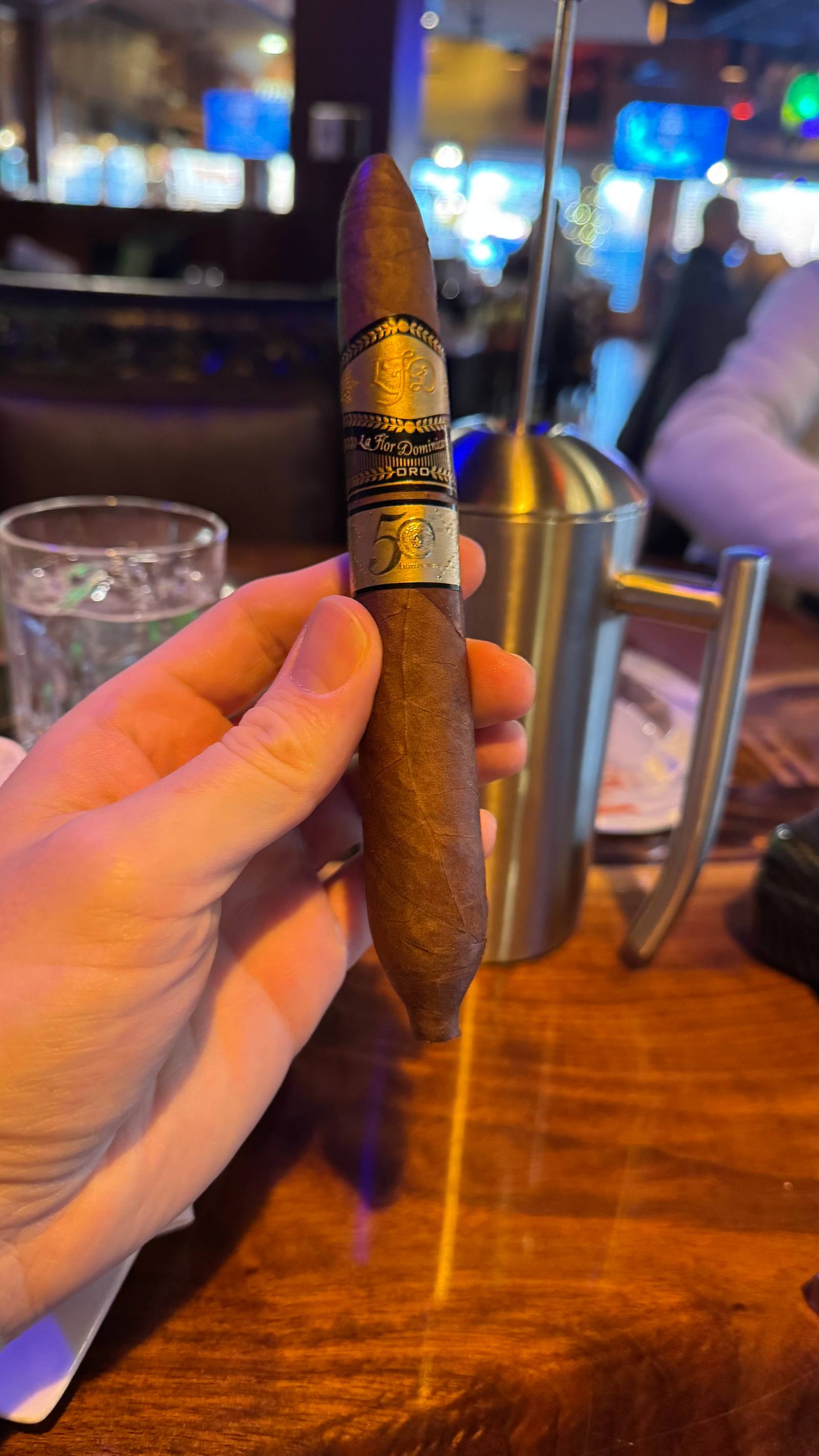 Photo 1 of 6 for La Flor Dominicana TAA Exclusive 50th Anniversary The Golden Salomon 7" * 64, reviewed on Dec 22, 2024 and given a rating of 8.3. Best word to describe this particular review is "Layered".
