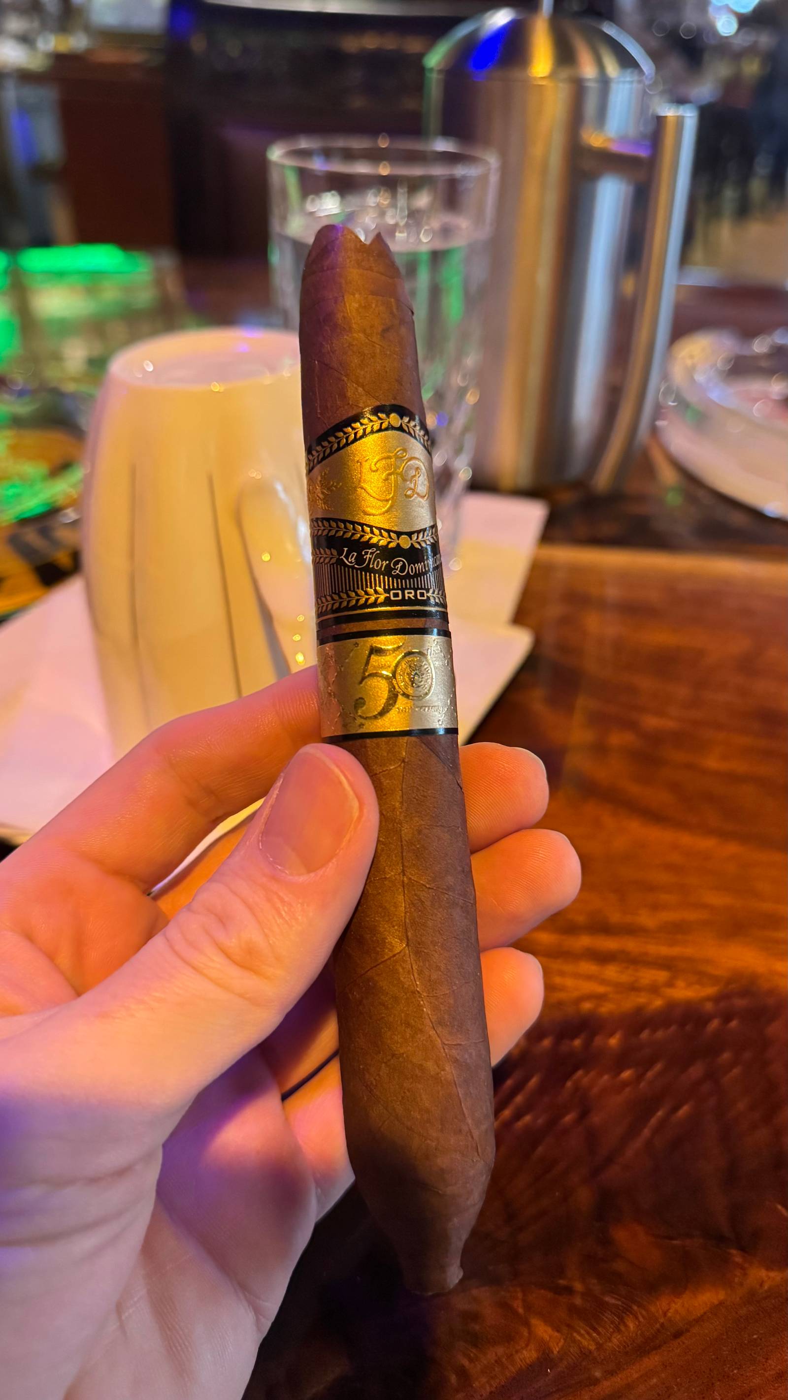 Photo 3 of 6 for La Flor Dominicana TAA Exclusive 50th Anniversary The Golden Salomon 7" * 64, reviewed on Dec 22, 2024 and given a rating of 8.3. Best word to describe this particular review is "Layered".