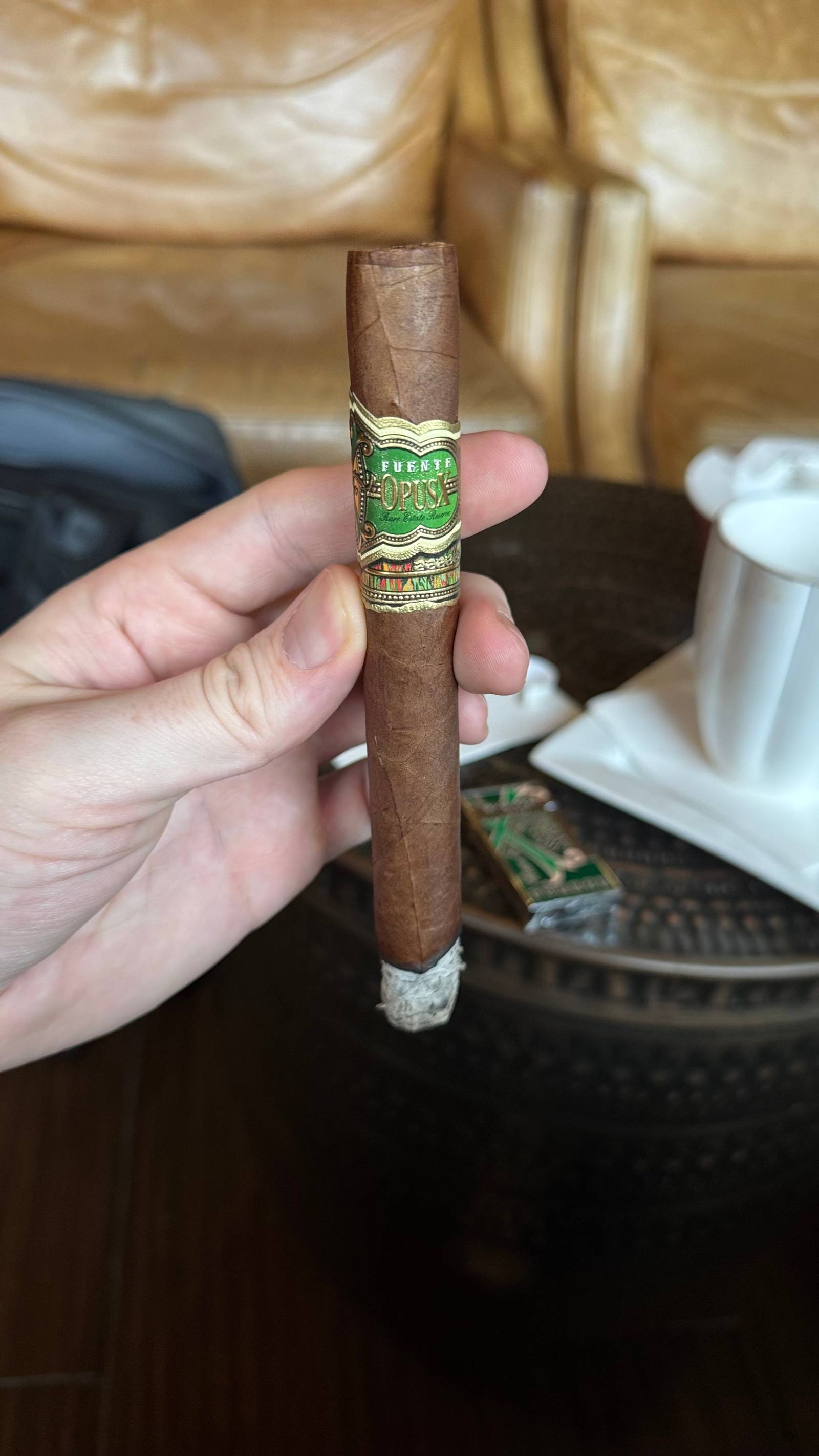 Photo 4 of 15 for Arturo Fuente Fuente Fuente OpusX L.J. Peretti 150th Anniversary Toro 6" * 54, reviewed on Dec 28, 2024 and given a rating of 8.5. Best word to describe this particular review is "Plush".